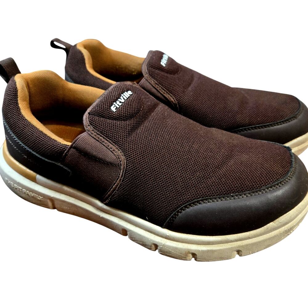 Men's 11 W Brown FitVille Casual Shoe Loafers Slip On Slipper 11W Wide